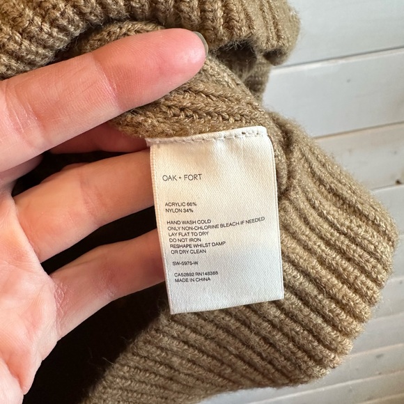 Oak + Fort | Camel Coloured Knit V Neck Sweater - Picture 5 of 7